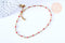 Collier Chaine de cheville acier inoxydable doré 14k résine rouge 23cm,chaine de cheville dorée, x1 G7112