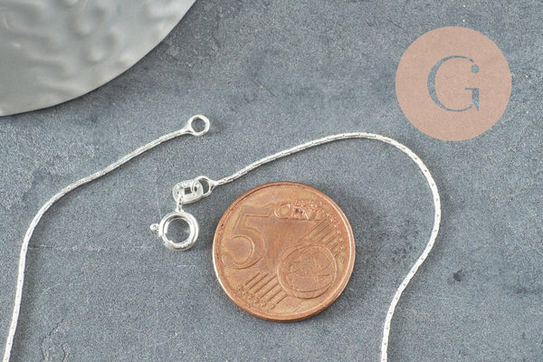 Chaine de cheville maille serpentine très fine argent 925 massif 22.9cm, x1 (G9429)