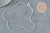 Chaine de cheville maille serpentine très fine argent 925 massif 22.9cm, x1 (G9429)