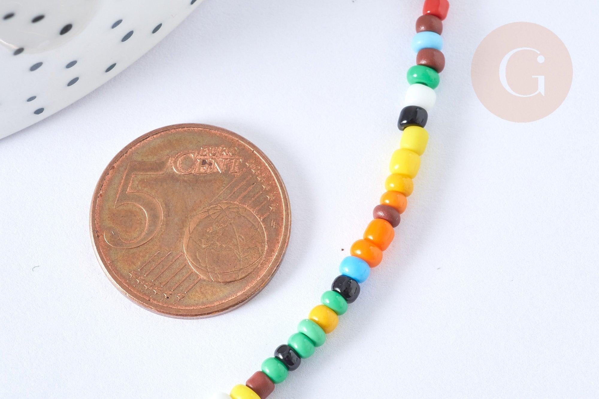 Chaine de lunettes ou masques perles verre et acrylique laiton doré 70,5cm LOVE chaine lunettes fantaisie, x1 (G7658)
