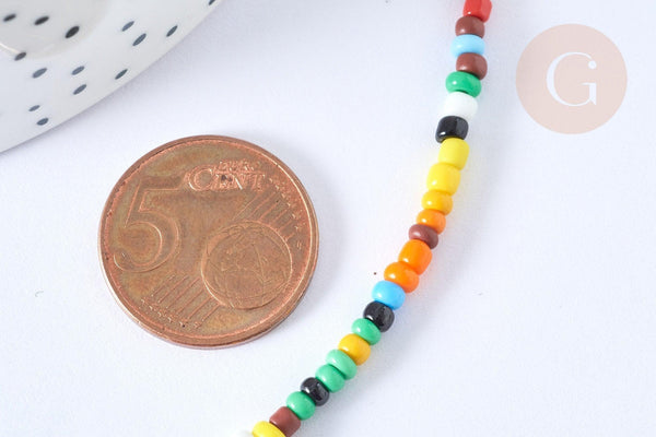 Chaine de lunettes ou masques perles verre et acrylique laiton doré 70,5cm LOVE chaine lunettes fantaisie, x1 (G7658)