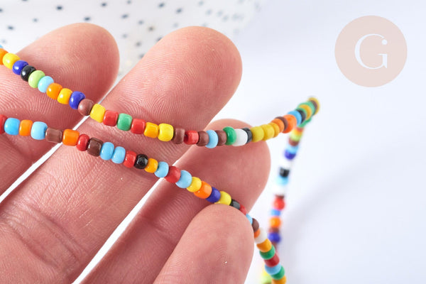 Chaine de lunettes ou masques perles verre et acrylique laiton doré 70,5cm LOVE chaine lunettes fantaisie, x1 (G7658)