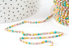 Chaine dorée 14K fantaisie résine multicolore pastel 1.5mm, x1 mètre (G2846)