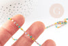 Chaine dorée 14K fantaisie résine multicolore pastel 1.5mm, x1 mètre (G2846)