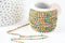 Chaine dorée 14K fantaisie résine multicolore pastel 1.5mm, x1 mètre (G2846)