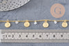 Chaine dorée 18 carats pièces de monnaie zircon, chaine doree fantaisie 1.5mm, x 1 metre, (G3176)