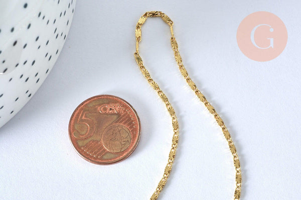 Chaine dorée fantaisie 14K, fourniture créative, chaine dorée, chaine collier, chaine complète,1.5 mm, 44.5cm, x1 (G0918)