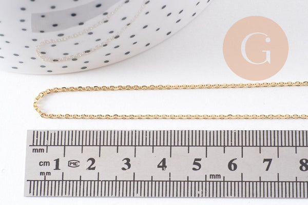 Chaine dorée forçat 16K 2.5microns,chaine collier, 1.8mm, chaine complète avec fermoir,45cm, x1 (G1452)