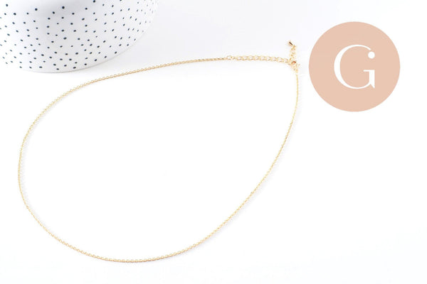 Chaine dorée forçat 16K 2.5microns,chaine collier, 1.8mm, chaine complète avec fermoir,45cm, x1 (G1452)