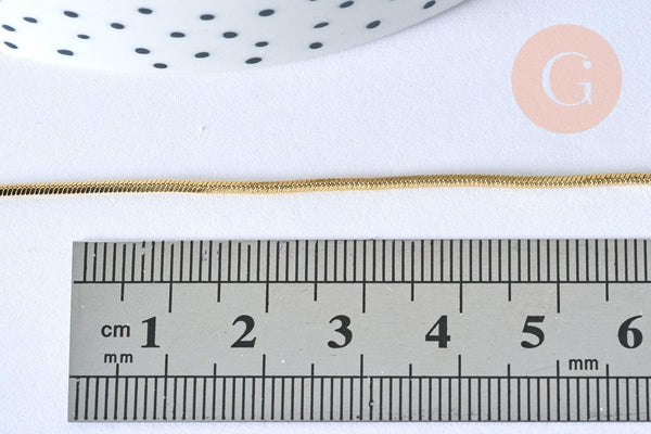 Chaine dorée serpent laiton doré 14K,chaine fine dorée,chaine collier, chaine complète,1.5 mm, 45cm, x1 (G0937)