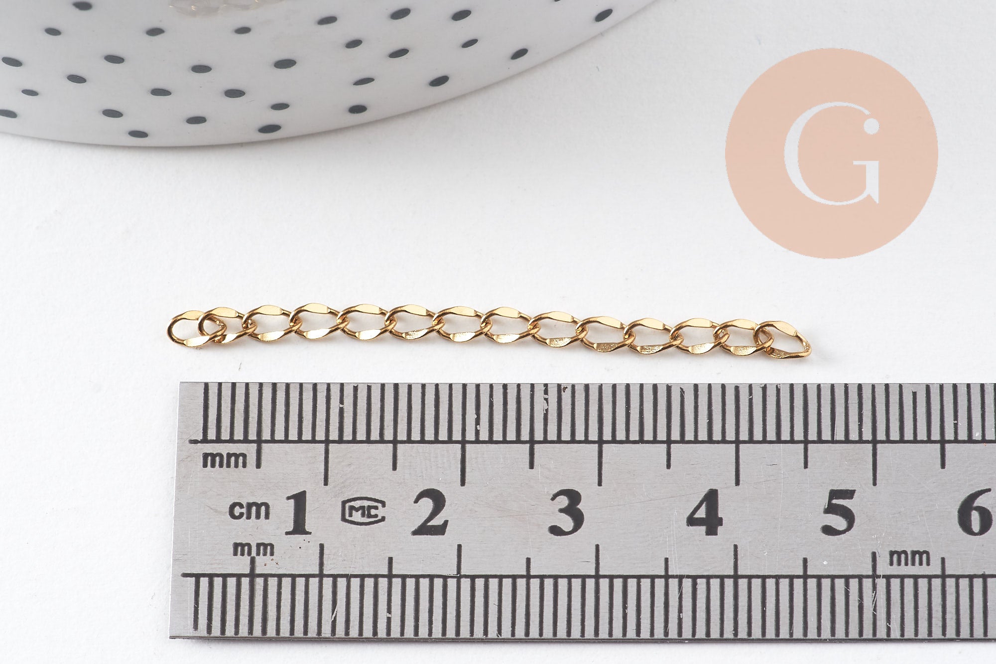 Chaine extension acier doré 304 inoxydable doré IP 45-52mm, x5 (G10908)