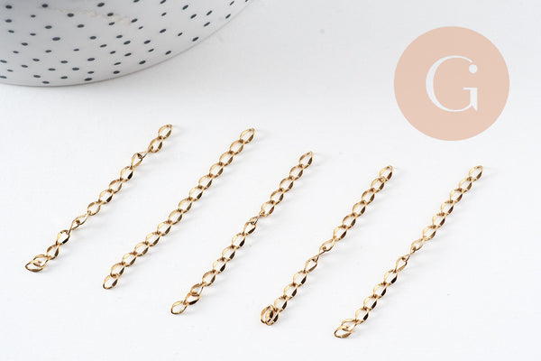 Chaine extension acier doré 304 inoxydable doré IP 45-52mm, x5 (G10908)