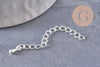 Chaine extension laiton argenté 40-58mm, x10 (G3329)