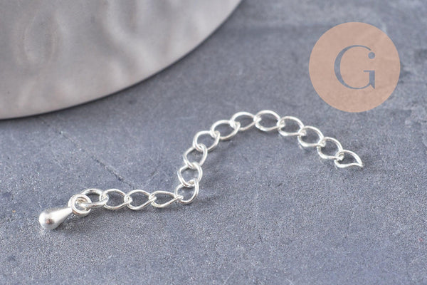 Chaine extension laiton argenté 40-58mm, x10 (G3329)