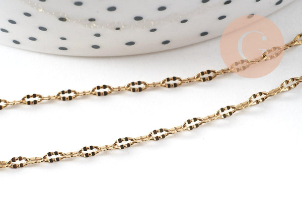Chaine fantaisie acier 304 inoxydable doré IP fantaisie texturée 4.5mm, x1 mètre (G0490)