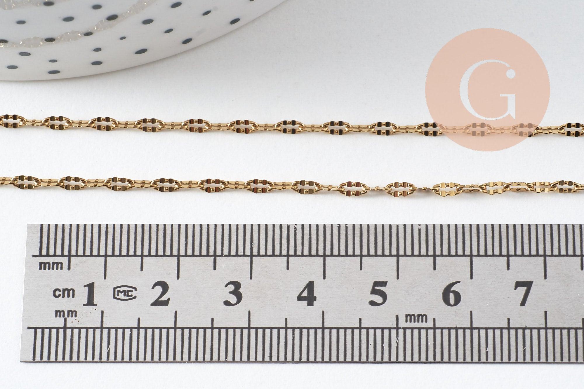 Chaine fantaisie texturée acier 304 inoxydable doré IP 4.5mm, x1 mètre (G0490)