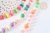 Chaine fer doré perles disques polymère multicolore heishi 6~7x3mm, bijoux heishi coloré, x1m (G7306)