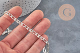 Cadena Figaro acero inoxidable 304 plateado 9x4mm, x1 metro (G11197)