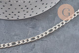 Cadena Figaro acero inoxidable 304 plateado 9x4mm, x1 metro (G11197)