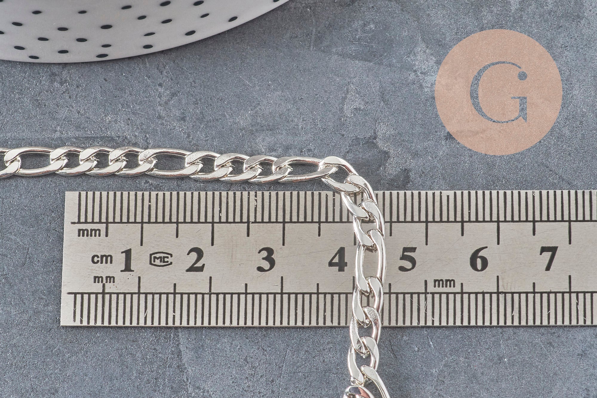 Cadena Figaro acero inoxidable 304 plateado 9x4mm, x1 metro (G11197)