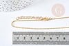 Chaine fine boule laiton doré facettes 45.5cm-1.5mm avec extension,chaine collier en laiton, chaine avec fermoir, x1 (G8586)
