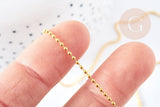 Collier Chaine fine boule laiton doré facettes 45.5cm-1.5mm avec extension,chaine collier en laiton, chaine avec fermoir, x1 (G8586)