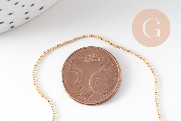 Chaine fine complète avec fermoir cuivre doré rollo 16K 1.7 mm- 43cm, x1 (G2425)