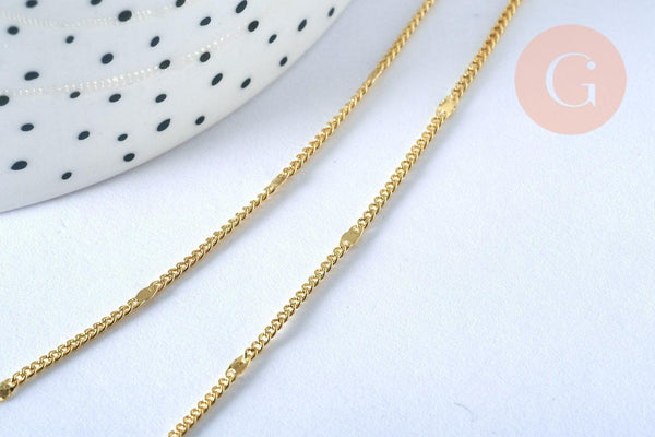 Chaine fine dorée fantaisie 14K, fourniture créative, chaine complète,chaine plaquée or,1.5 mm, 40cm, x1 (G5277)