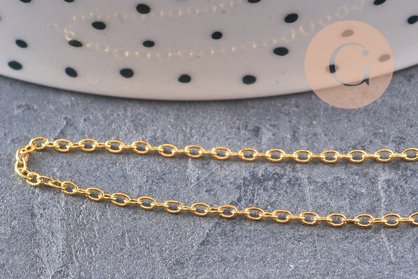 Chaine fine dorée forçat laiton dorée 1.5 mm, x5 mètres (G0788)