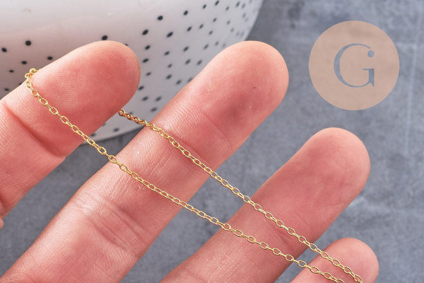 Chaine fine dorée forçat laiton dorée 1.5 mm, x5 mètres (G0788)