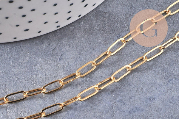 Chaine fine dorée rectangle 16K,chaine plaquée or 2.5 microns, chaine collier,chaine dorée,1.8 mm, x 1Mètre (G2938)