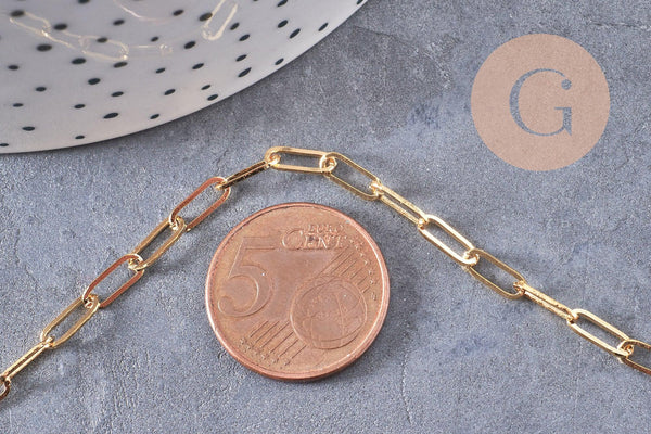 Chaine fine dorée rectangle 16K,chaine plaquée or 2.5 microns, chaine collier,chaine dorée,1.8 mm, x 1Mètre (G2938)
