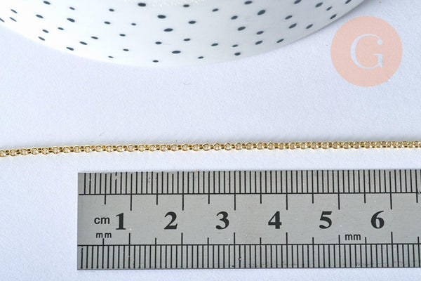 Chaine fine dorée rollo 14K, fourniture créative, chaine collier, chaine complète, dorure 14k,1.5 mm, 45cm, x1 G5800