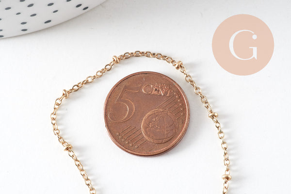 Chaine fine dorée satellite 16K,chaine plaquée or 1 micron, chaine collier chaine complète,chaine dorée,1.5 mm, 40cm, x1 G0633