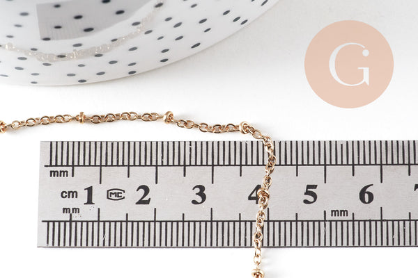 Chaine fine dorée satellite 16K,chaine plaquée or 1 micron, chaine collier chaine complète,chaine dorée,1.5 mm, 40cm, x1 G0633