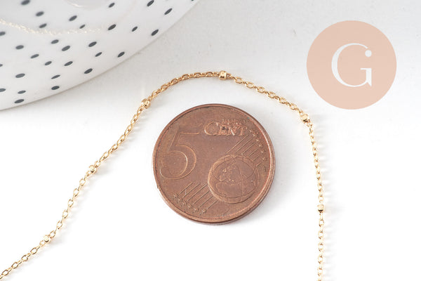 Chaine fine dorée satellite cube cuivré doré 16K 1.2 mm -45cm, x1 (G0634)