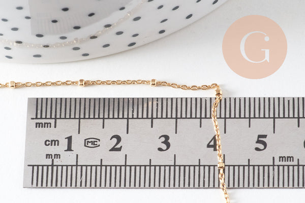 Chaine fine dorée satellite cube cuivré doré 16K 1.2 mm -45cm, x1 (G0634)