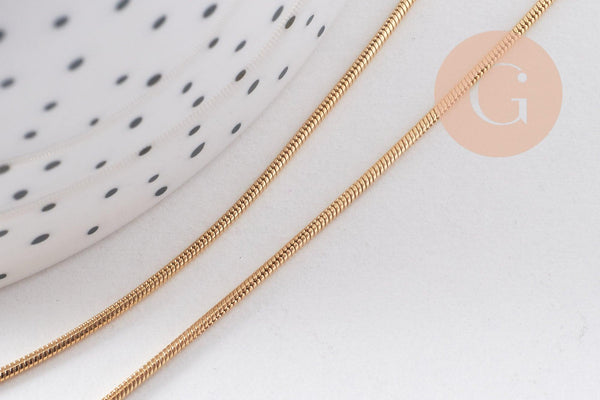 Chaine fine dorée serpent 16K 2.5 microns,chaine collier, chaine complète,chaine dorée,1.5 mm, 44cm, x1 (G3269)