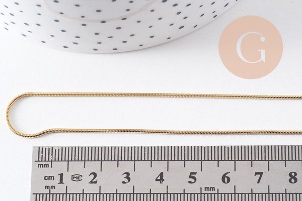 Chaine fine dorée serpent 16K 2.5 microns,chaine collier, chaine complète,chaine dorée,1.5 mm, 44cm, x1 (G3269)