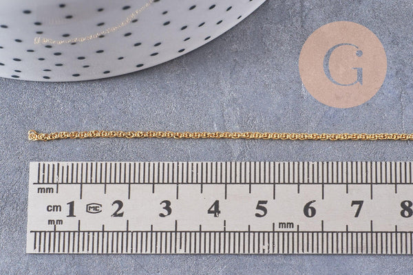 Chaine fine dorée singapour 16K,chaine plaquée or 0.5 microns, 1.8 mm, x 1Mètre (G2443)