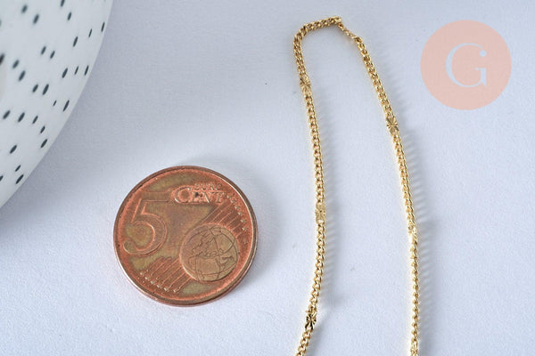 Chaine fine laiton doré fantaisie 14K 1.5 mm- 45cm, chaine collier, chaine complète avec fermoir x1 (G0575)