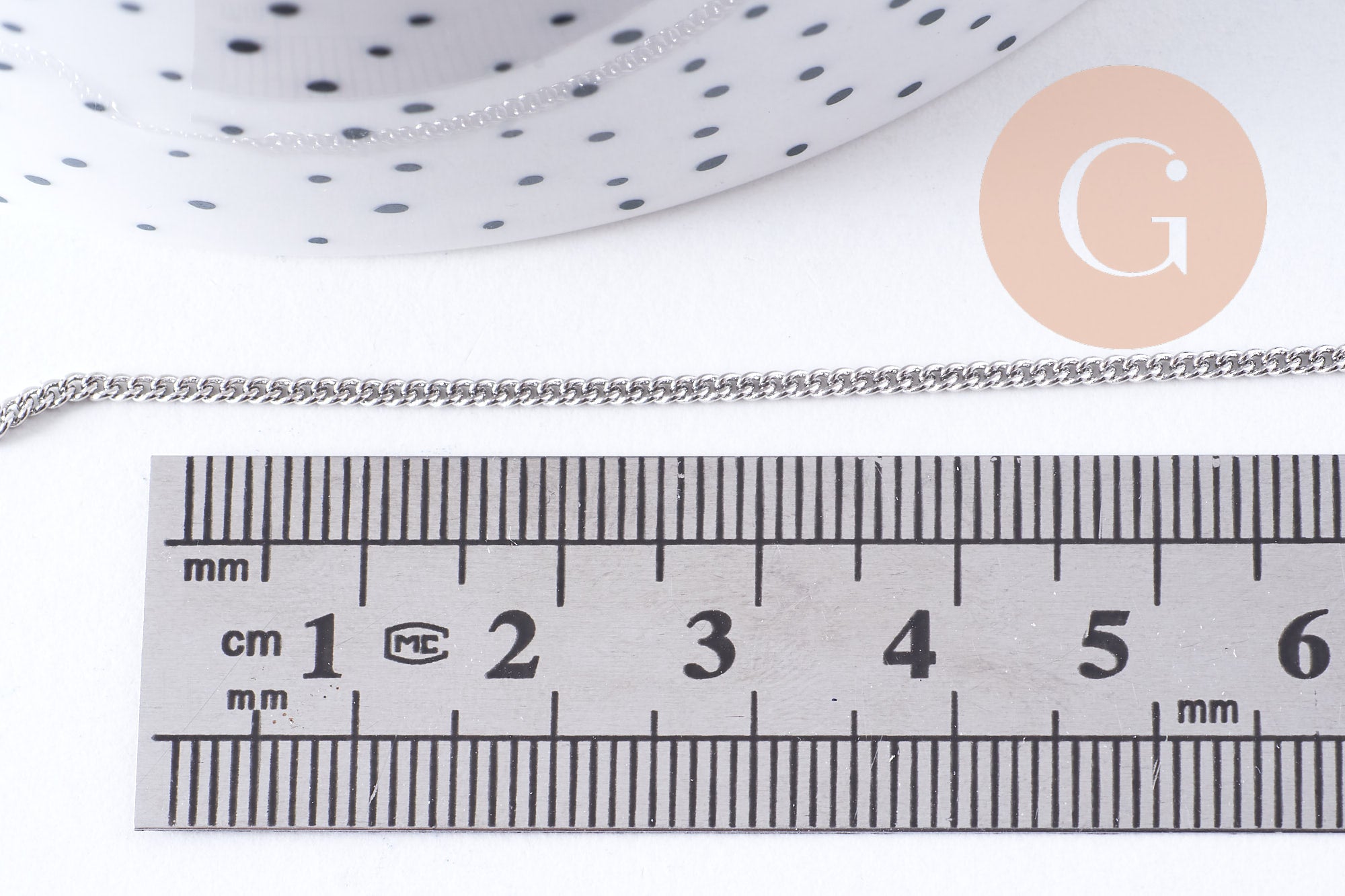 Chaine fine maille plate laiton platine 1mm, x5M (G0859)