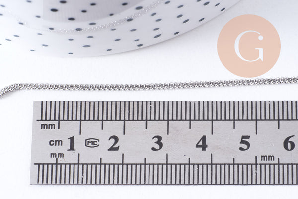 Chaine fine maille plate laiton platine 1mm, x5M (G0859)