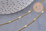 Chaine fine plate dorée acier 304 inoxydable fantaisie 14K 2mm, x1 mètre (G3458)