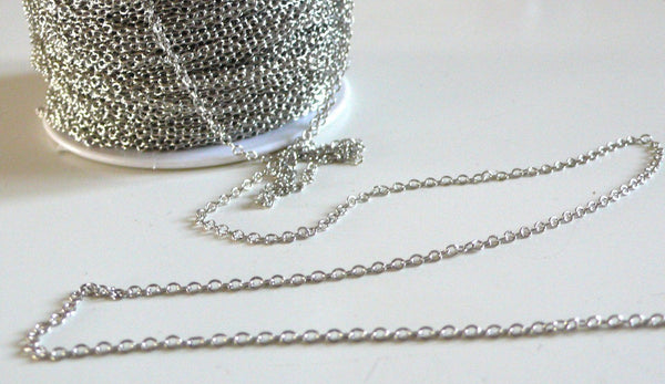 Chaine fine platine forçat, fourniture créative, chaine bijou, création bijoux, grossiste chaine,1.5 mm, BOBINE COMPLETE-G0497