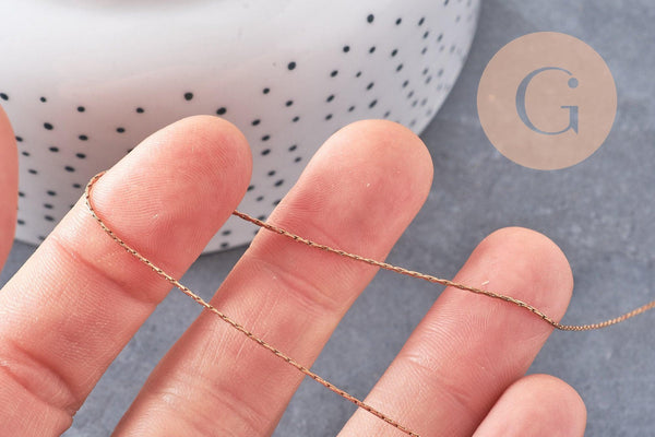 Chaine fine serpent laiton brut, chaine boule,sans nickel,grossiste,0.7mm, x5 / x10 / x15 mètres (G2404)