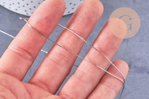 Chaine fine serpentine laiton platine 0.9 mm, x5 metres (G1409)