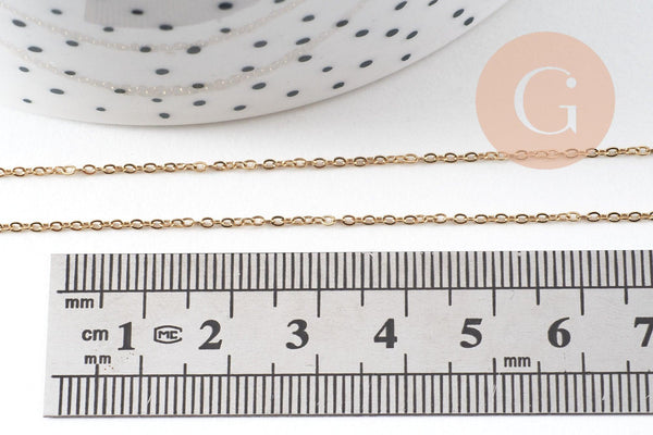 Chaine forçat acier 304 inoxydable doré IP 14K 1.1mm, x1 mètre (G1844)