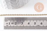Chaine forçat acier 304 inoxydable doré IP 18k 2.5mm, x1 mètre (G10523)