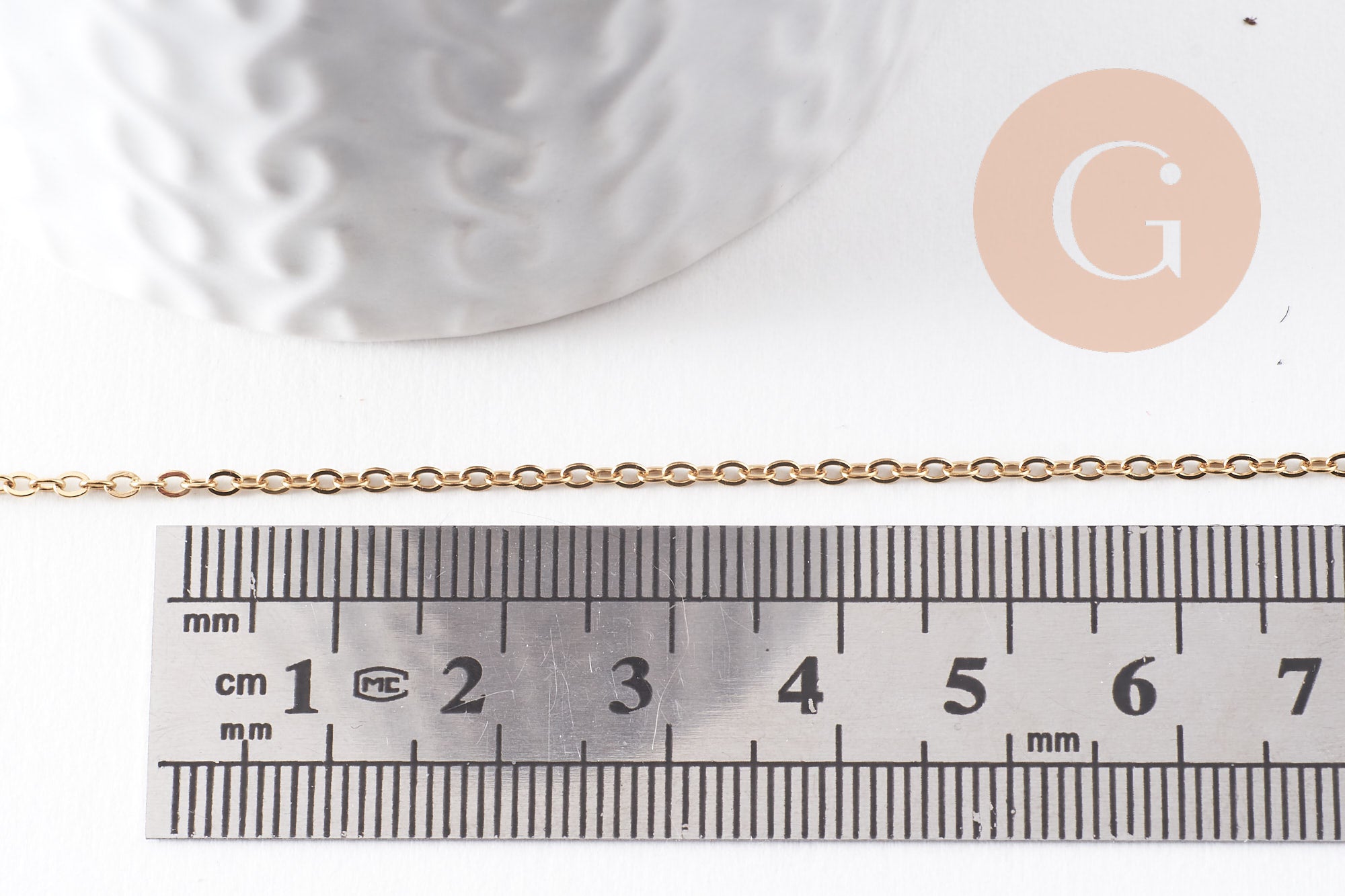 Chaine forçat acier 304 inoxydable doré IP 18k 2mm, x1 mètre (G10524)